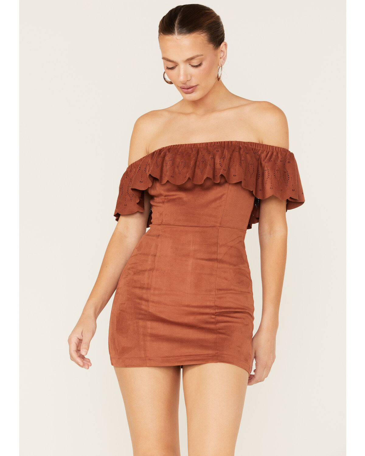 Shyanne Women's Off Shoulder Faux Suede Mini Dress