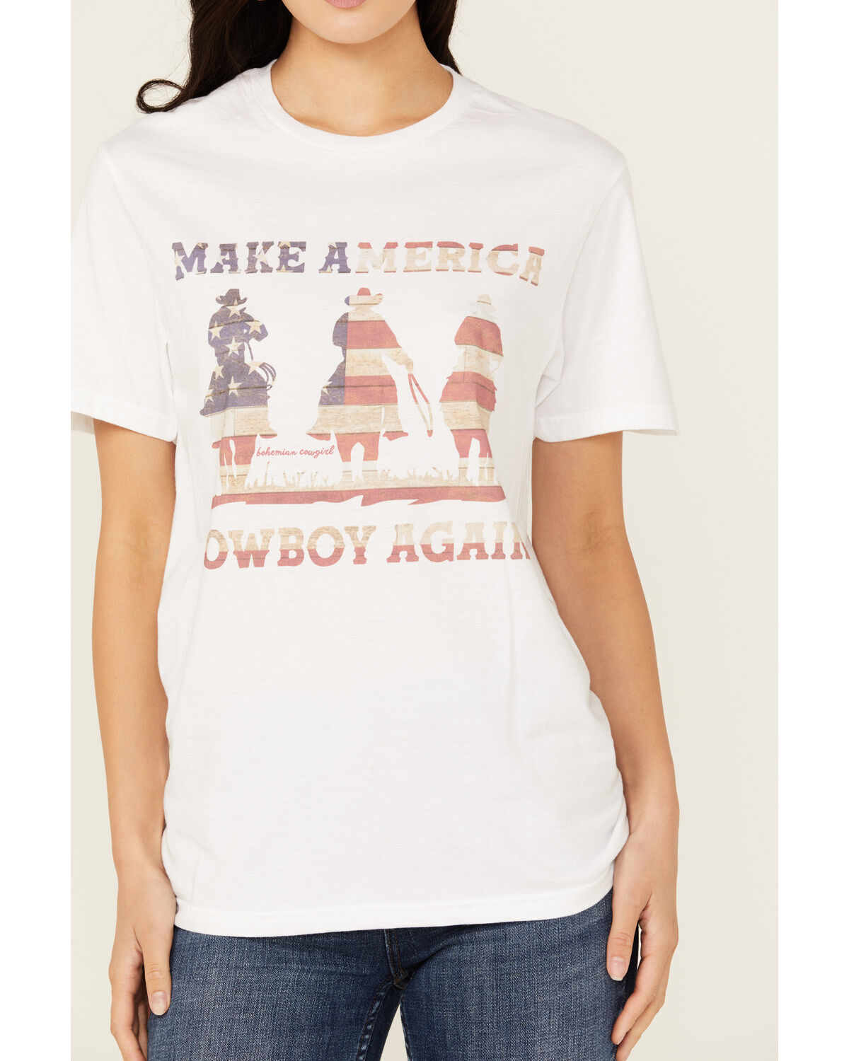 Bohemian Cowgirl Women's Make America Cowboy Short Sleeve Graphic Tee