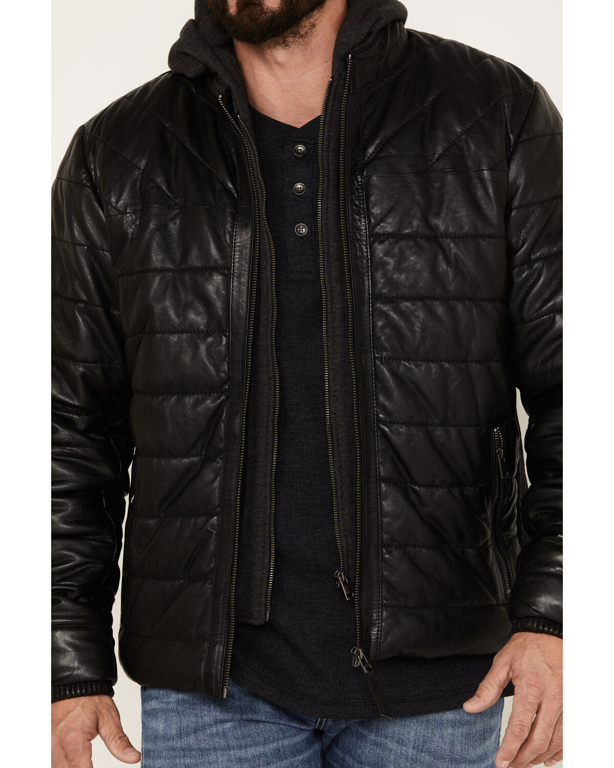 Mauritius Men's Leather Puffer Jacket
