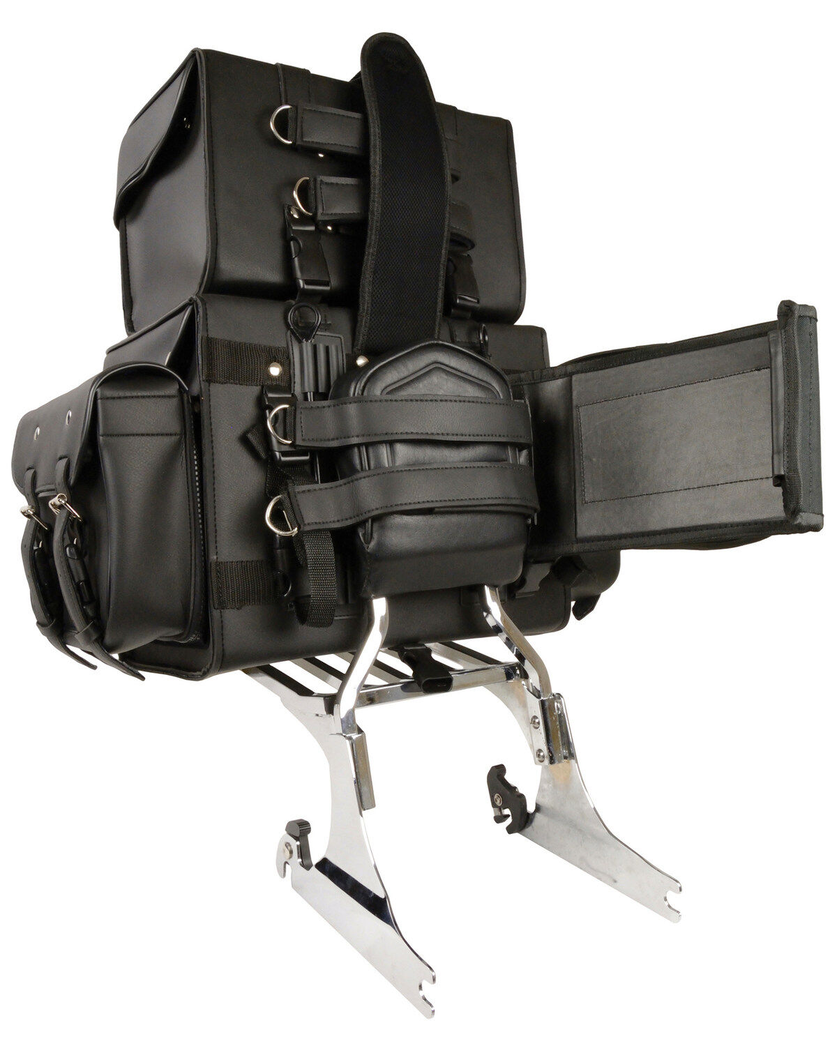 Milwaukee Leather Large Four Piece PVC Touring Pack With Barrel Bag