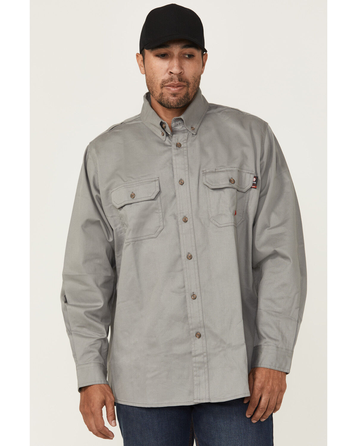 Forge Workwear Men's FR Solid Long Sleeve Button-Down Work Shirt