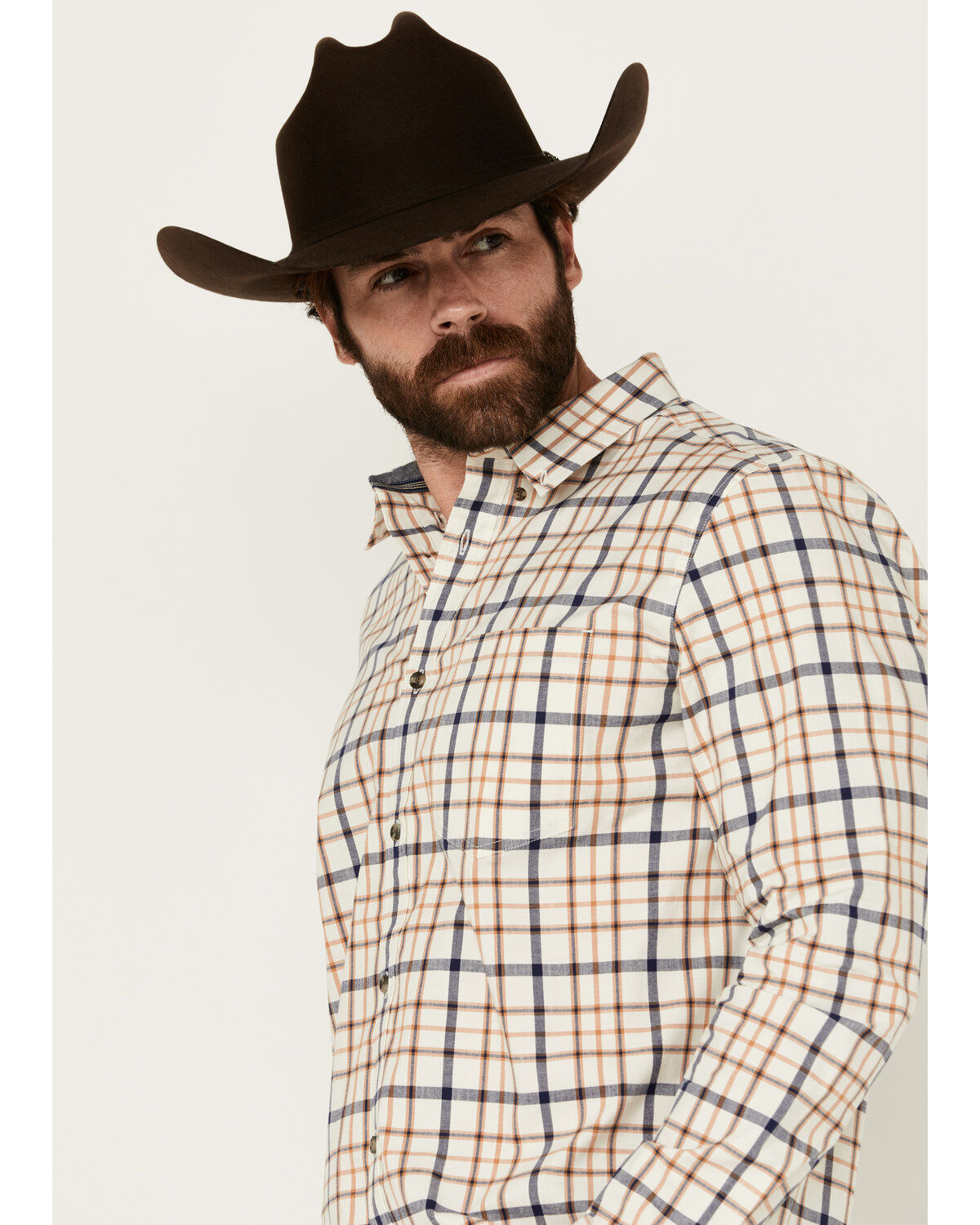 Brothers and Sons Men's Alva Plaid Print Long Sleeve Button-Down Western Shirt