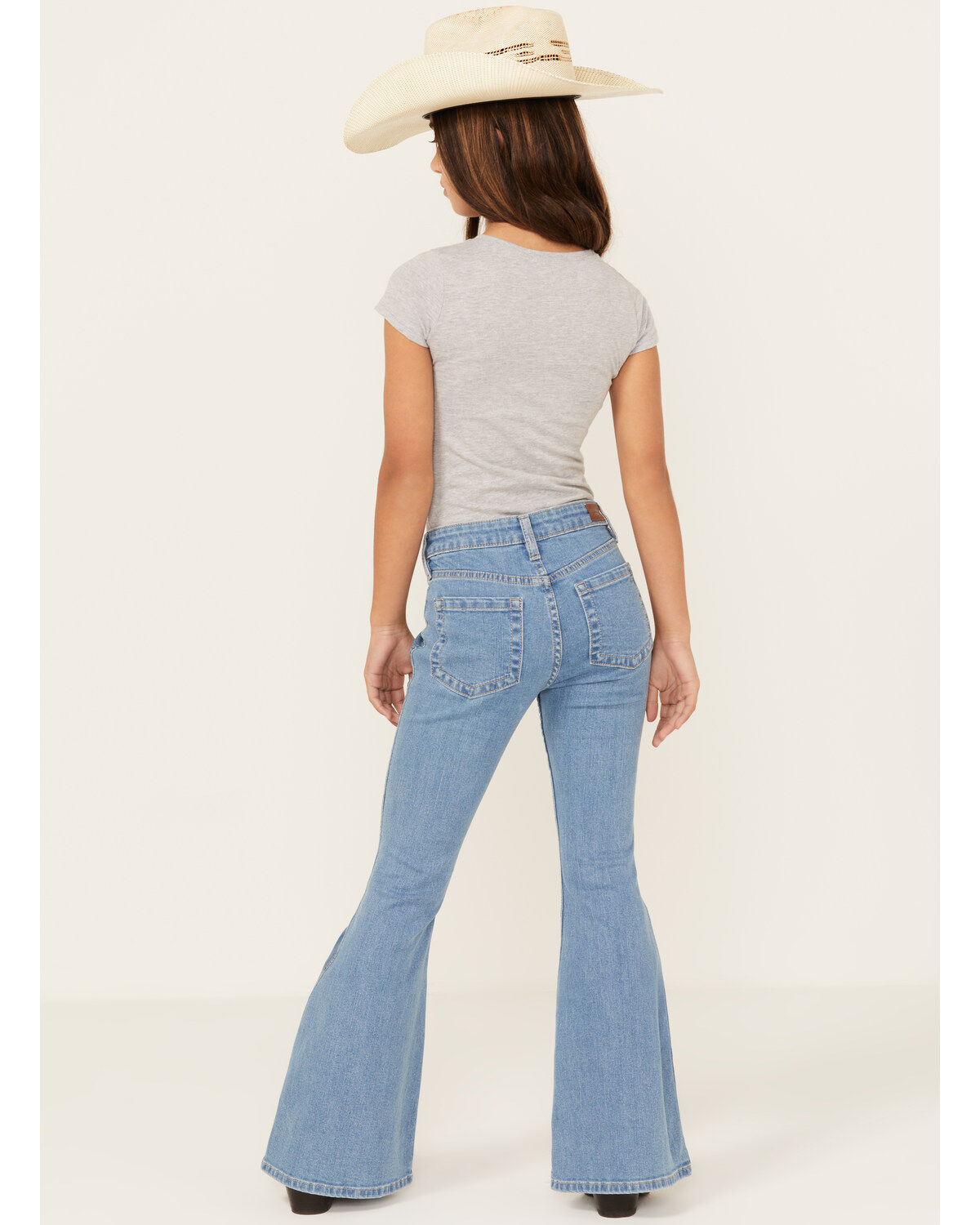 Shyanne Girls' Seraphina Medium Wash Blocked Flare Comfort Stretch Denim Jeans