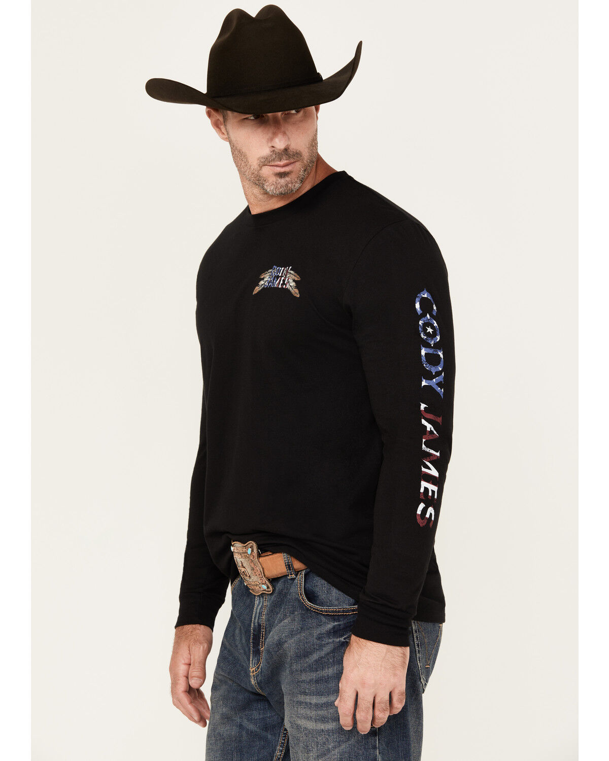 Cody James Men's U.S.A. Skull Long Sleeve Graphic T-Shirt