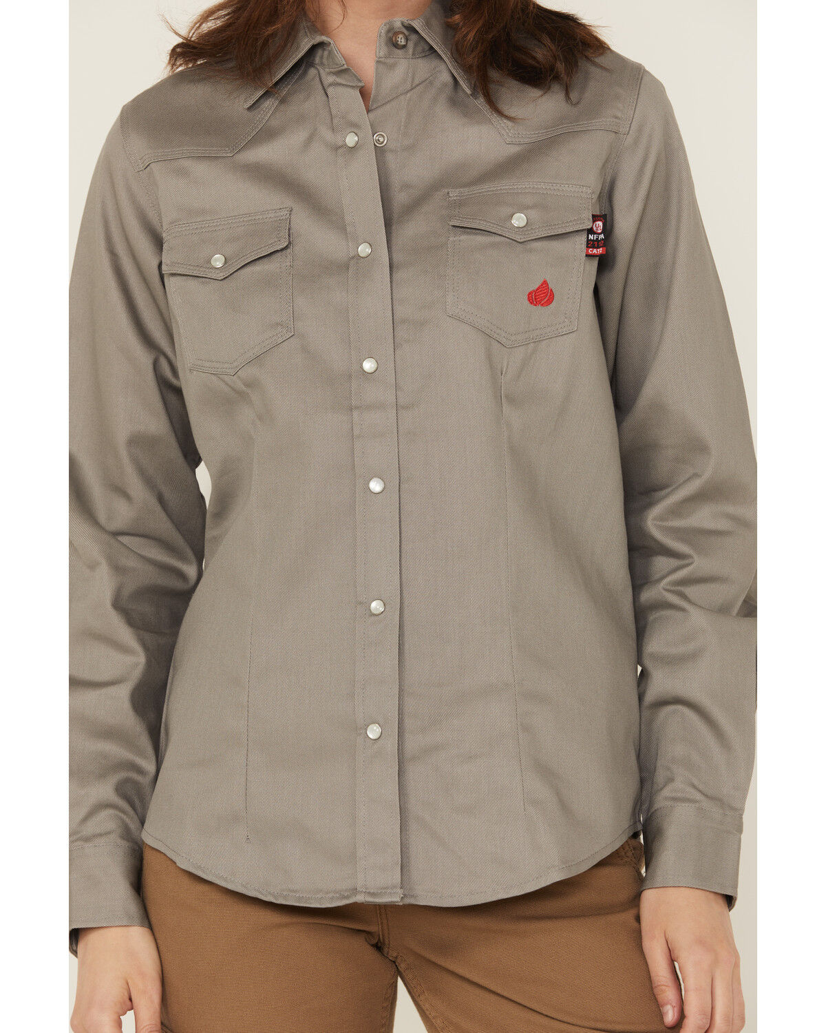 Forge Workwear Women's FR Solid Long Sleeve Snap Stretch Work Shirt