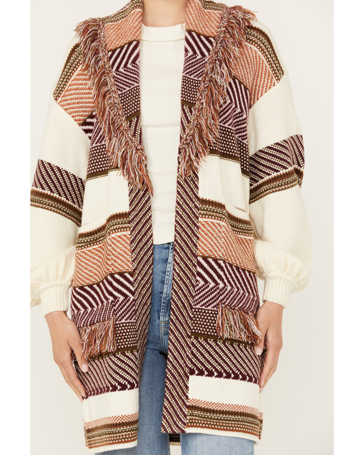 Shyanne Women's Striped Fringe Cardigan