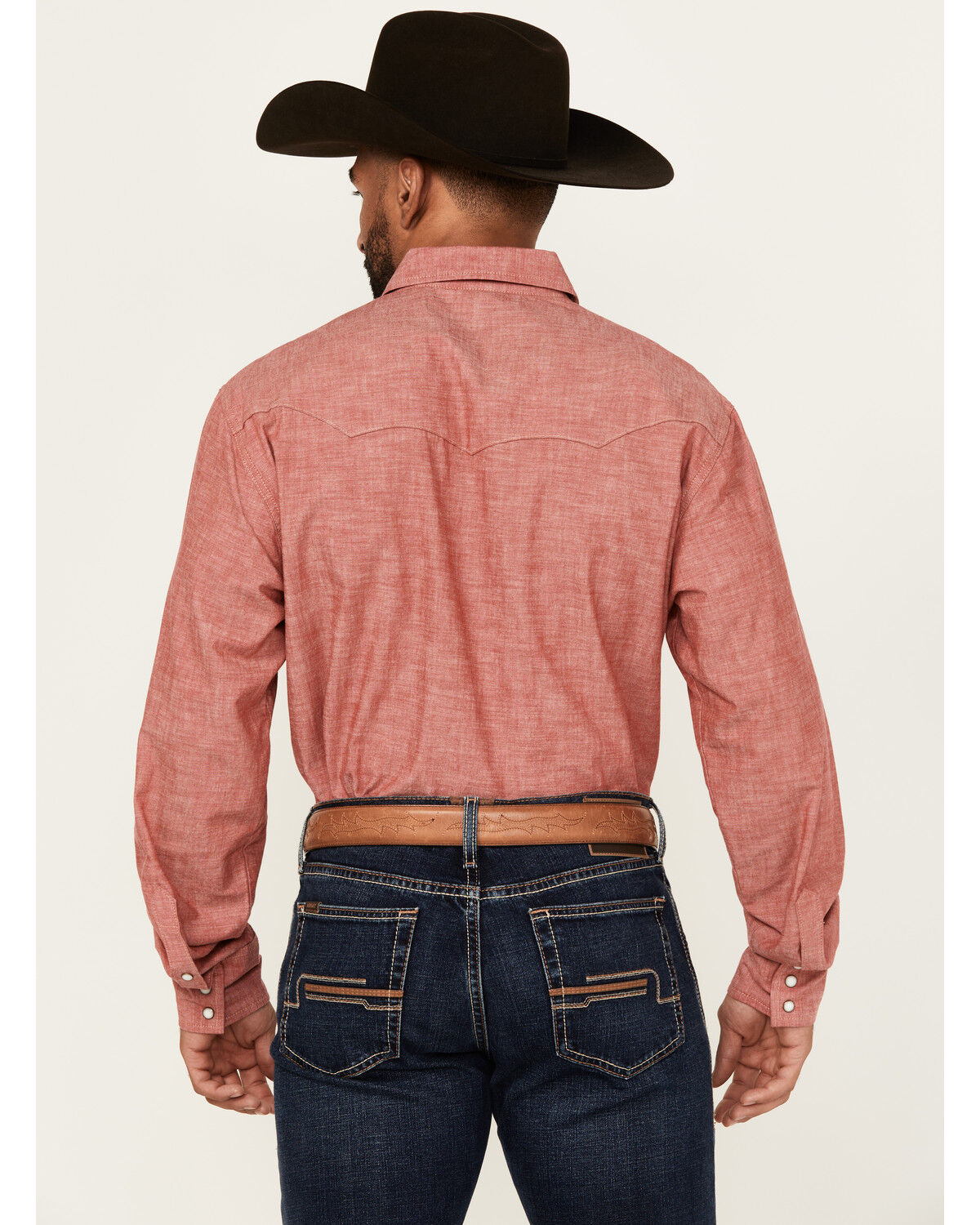 Wrangler Men's Vintage Chambray Solid Long Sleeve Snap Western Shirt