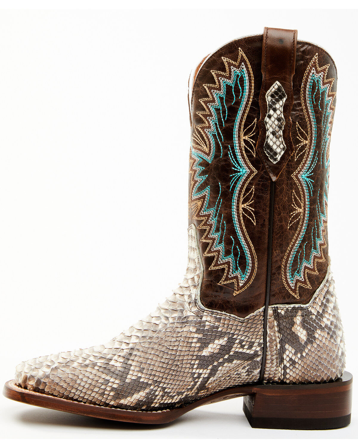 Dan Post Women's Back Cut Natural Python Exotic Western Boot - Broad Square Toe
