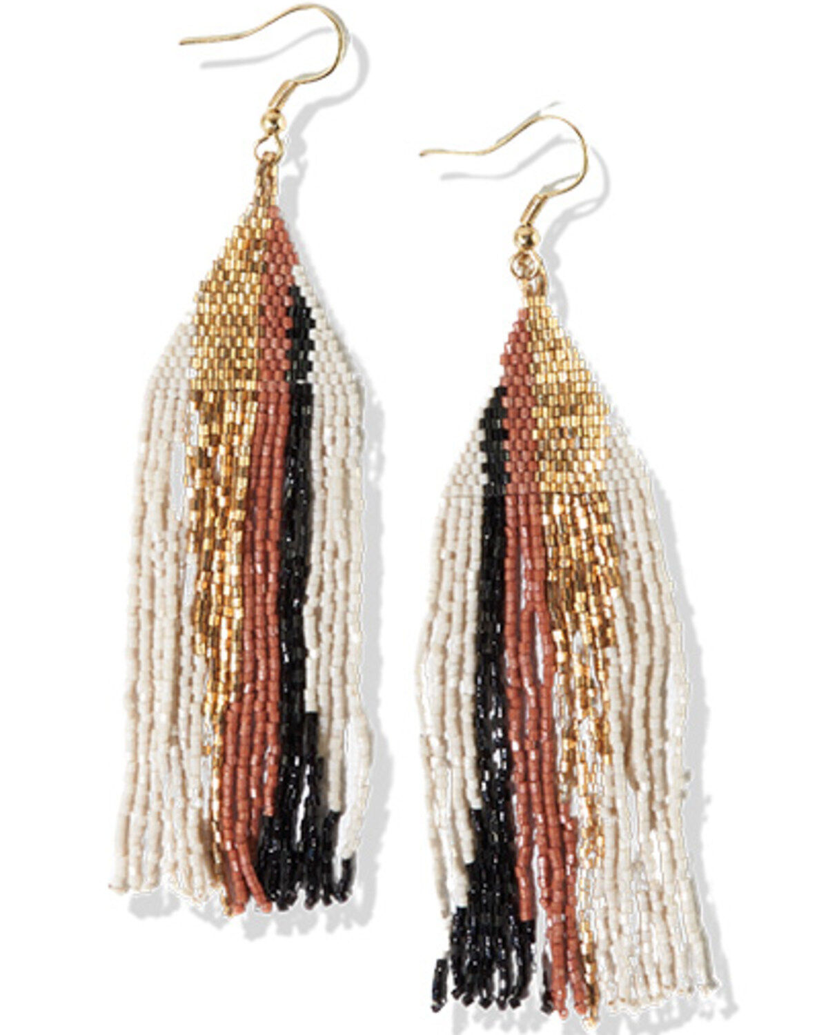 Ink + Alloy Women's Camielle Abstract Strip Beaded Mixed Metallic Fringe Earrings