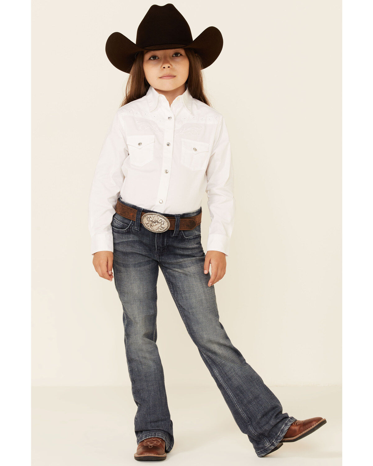 Wrangler Kid's Embroidered Long Sleeve Western Shirt