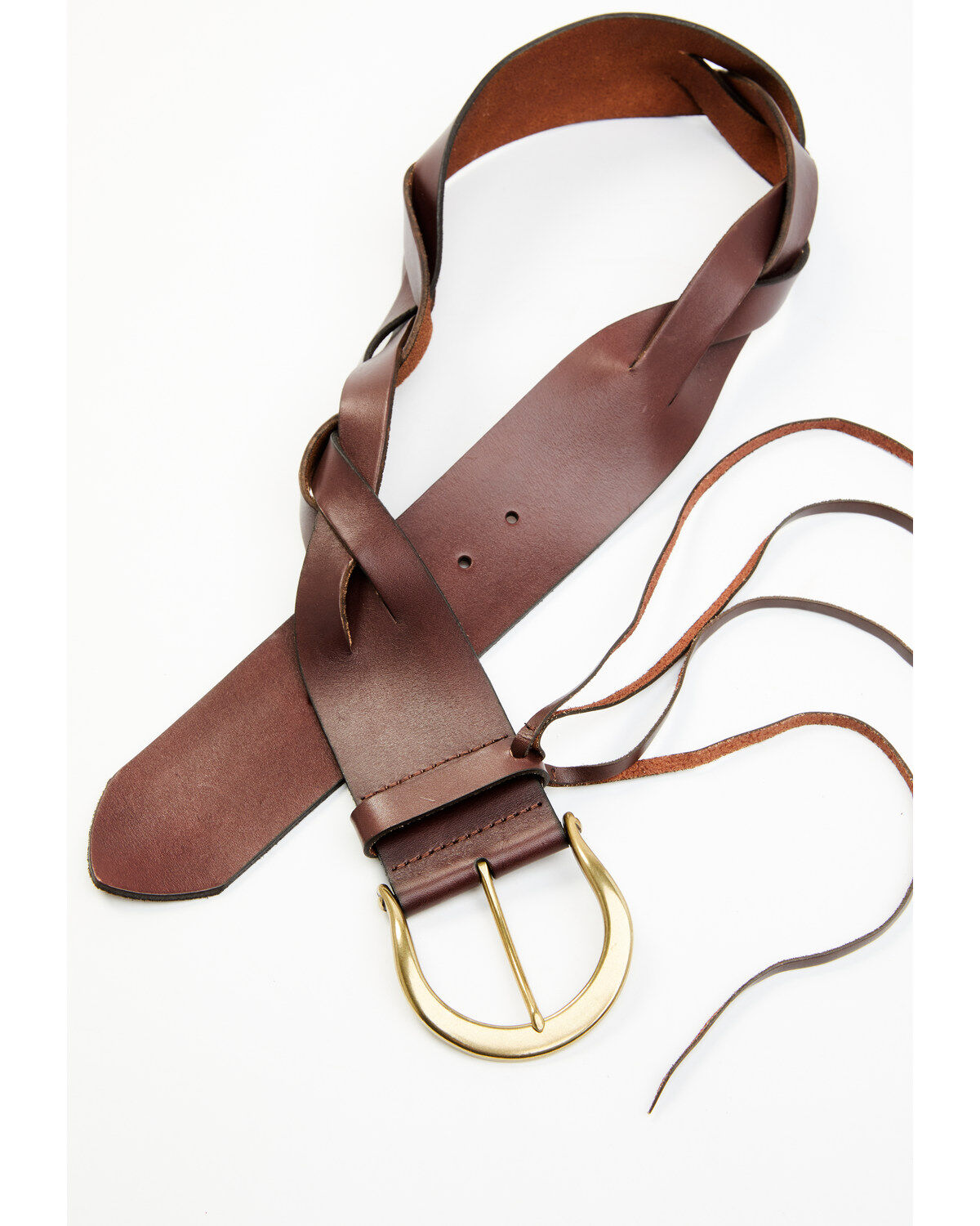 Cleo + Wolf Women's Brown Braided Fringe Belt