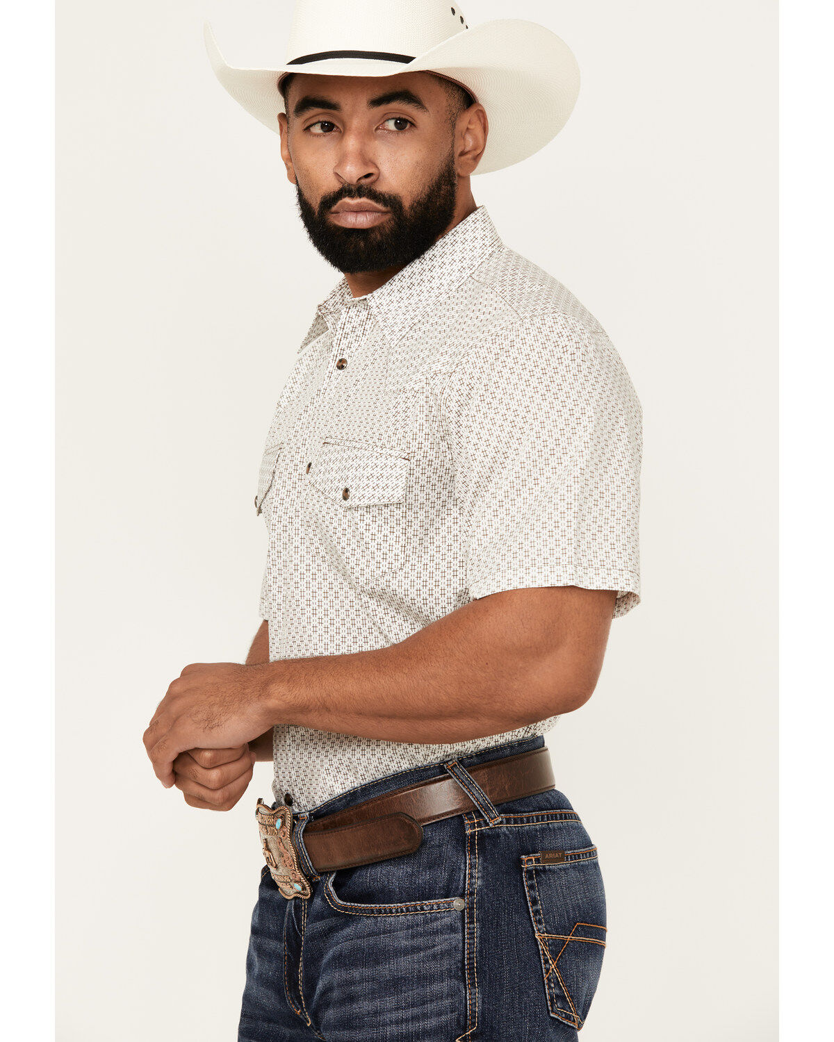 Gibson Trading Co Men's Moonlight Geo Print Short Sleeve Snap Western Shirt