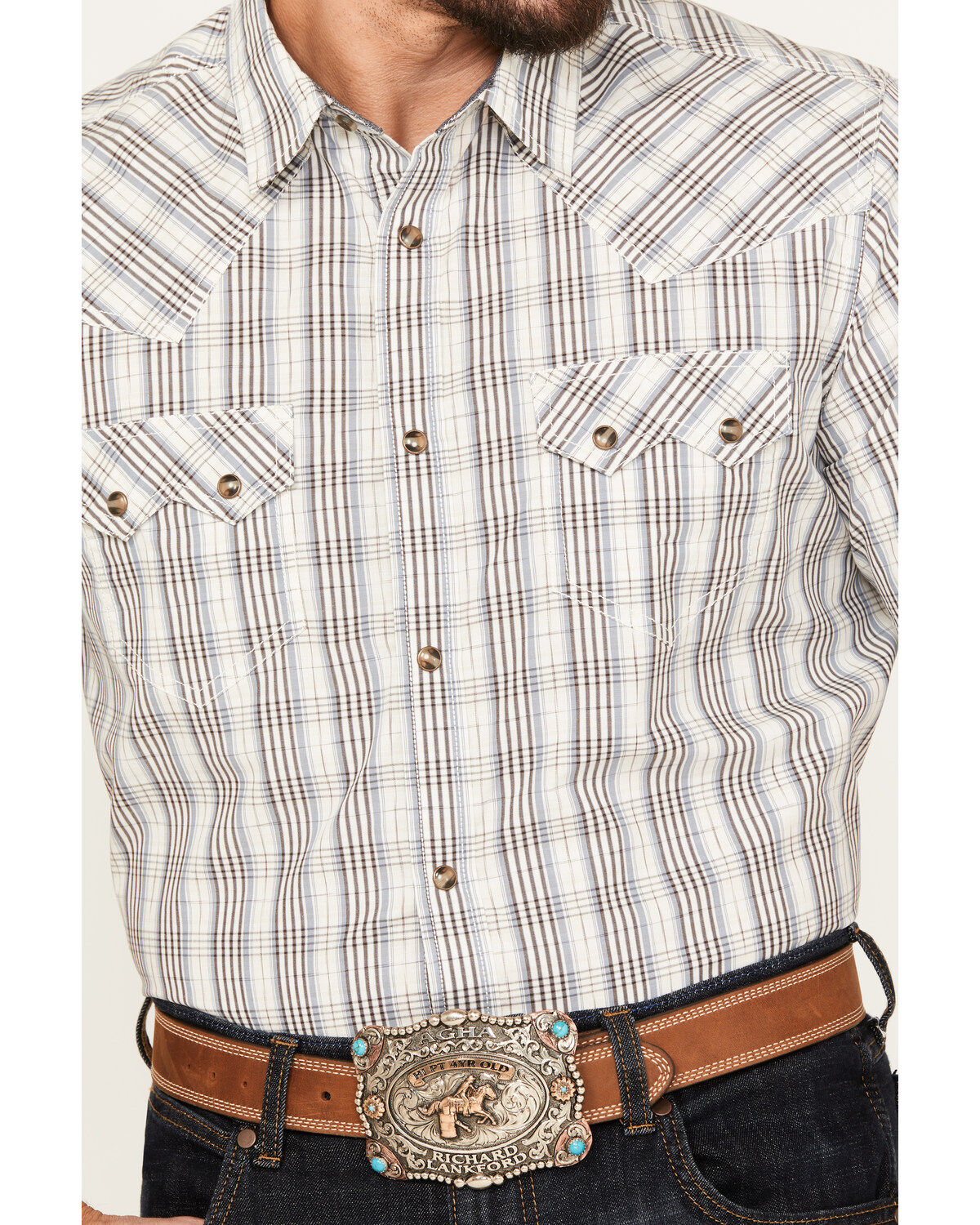 Cody James Men's Briar Patch Plaid Print Short Sleeve Snap Western Shirt