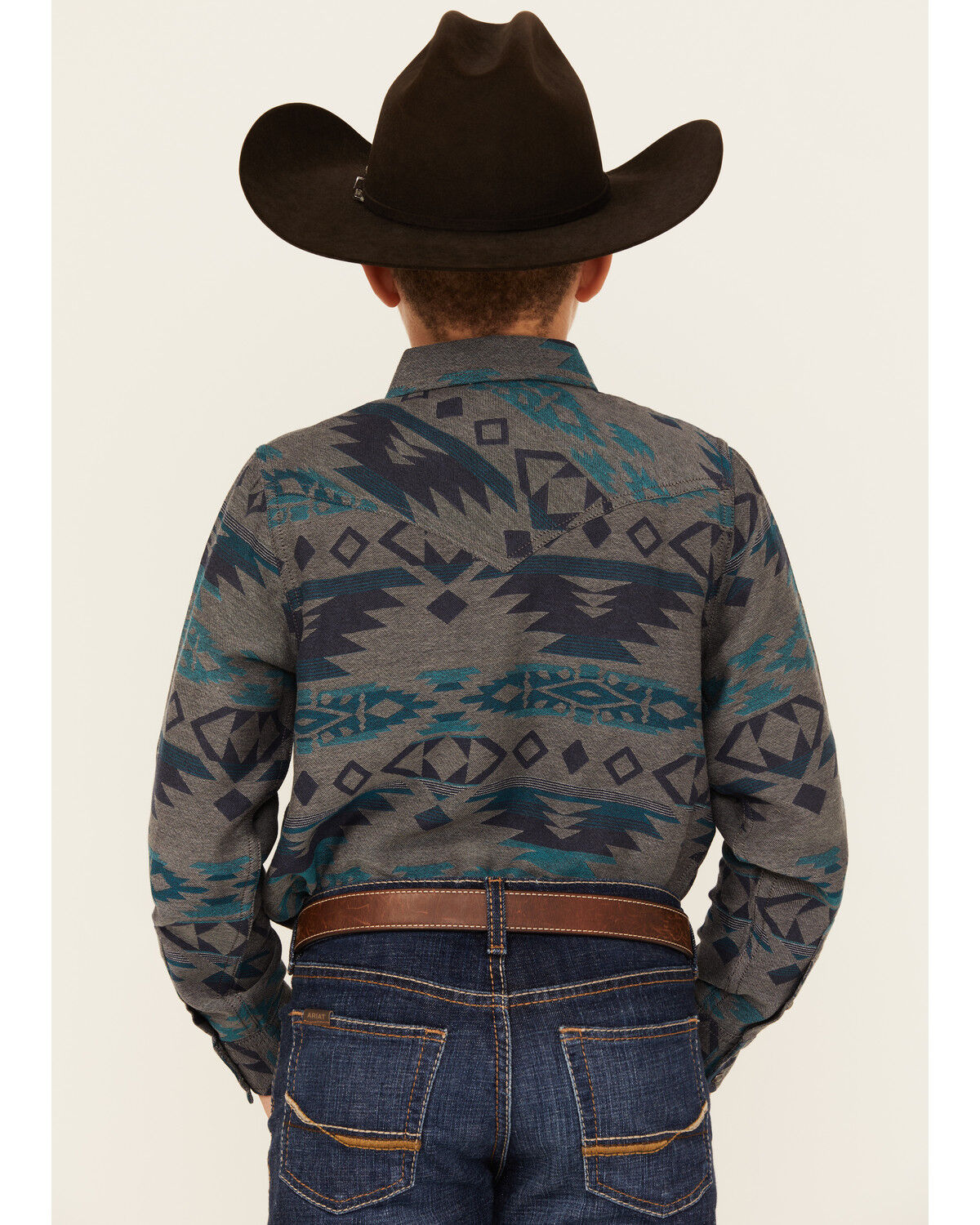 Cody James Boys' Julian Southwestern Print Long Sleeve Snap Western Shirt