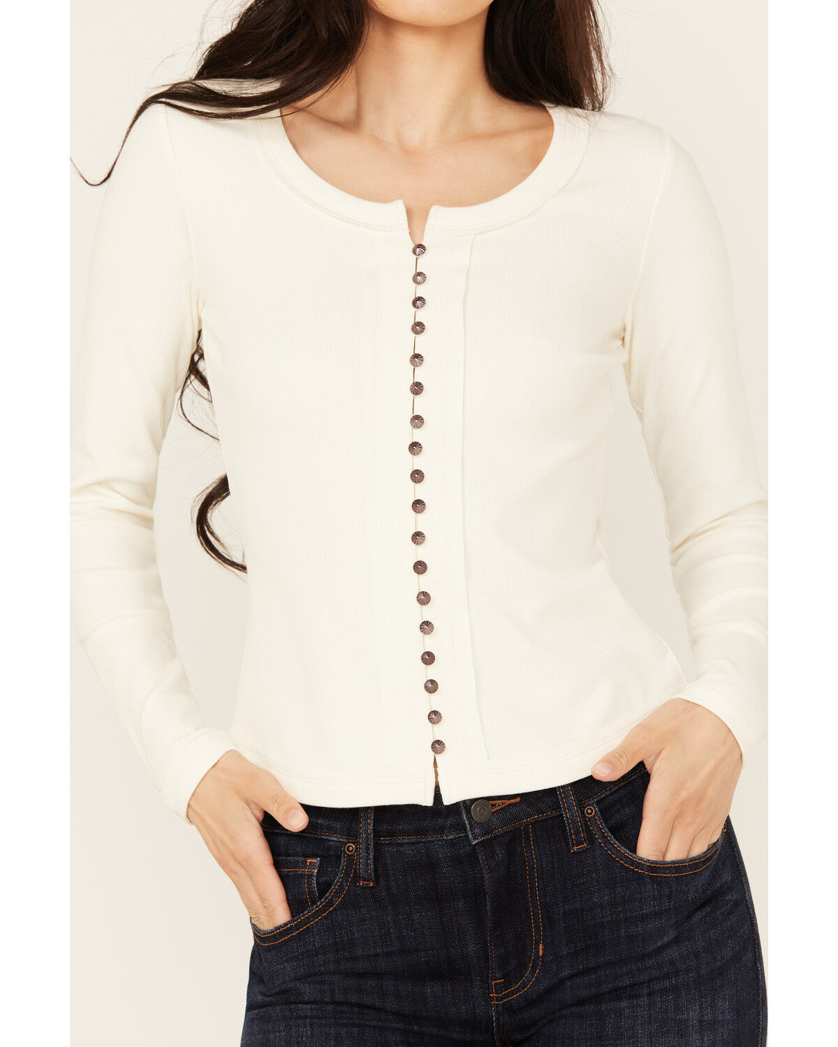 Idyllwind Women's Rib Knit Long Sleeve Button-Down Shirt