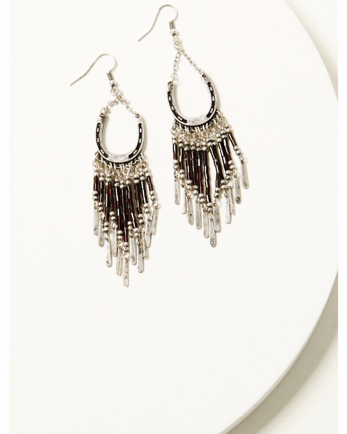 Idyllwind Women's Horseshoe Derby Beaded Fringe Earrings
