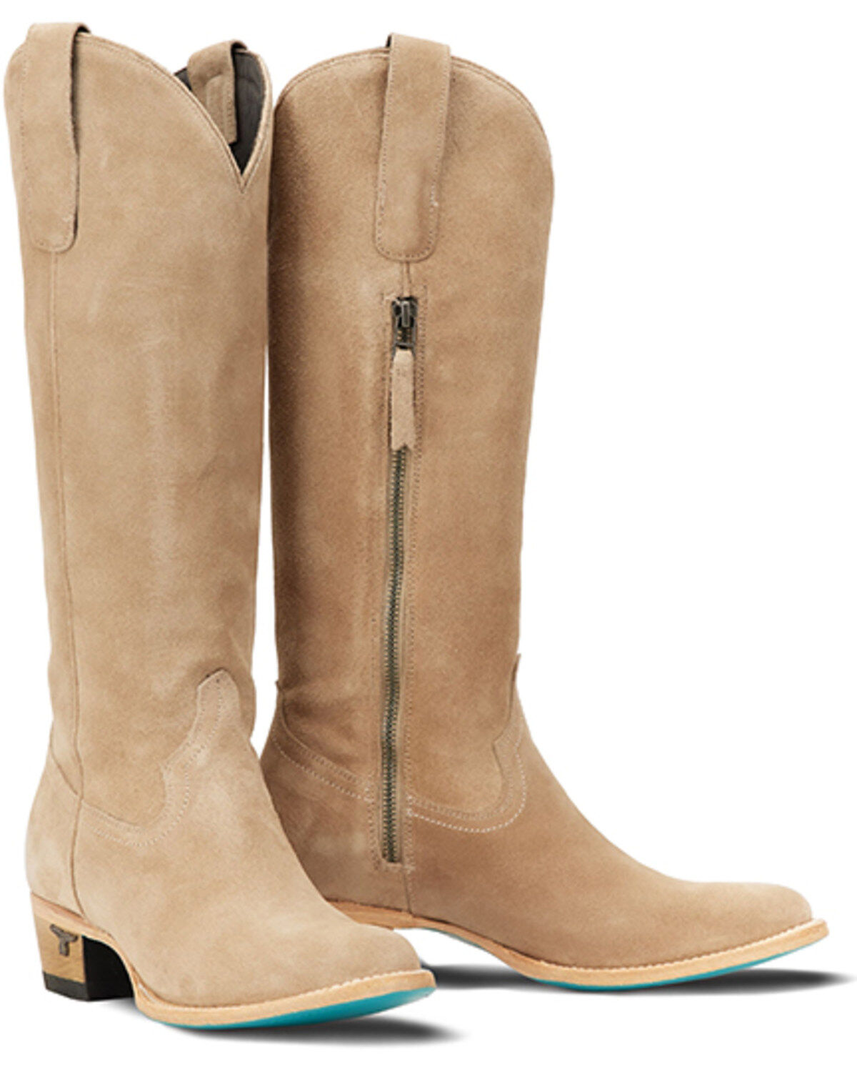 Lane Women's Plain Jane Suede Tall Western Boots - Round Toe