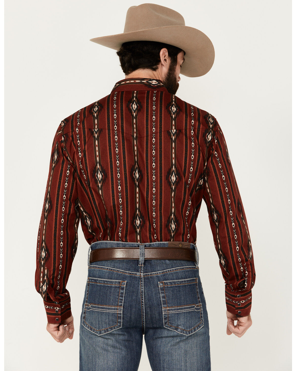 Wrangler Men's Southwestern Print Long Sleeve Snap Western Shirt