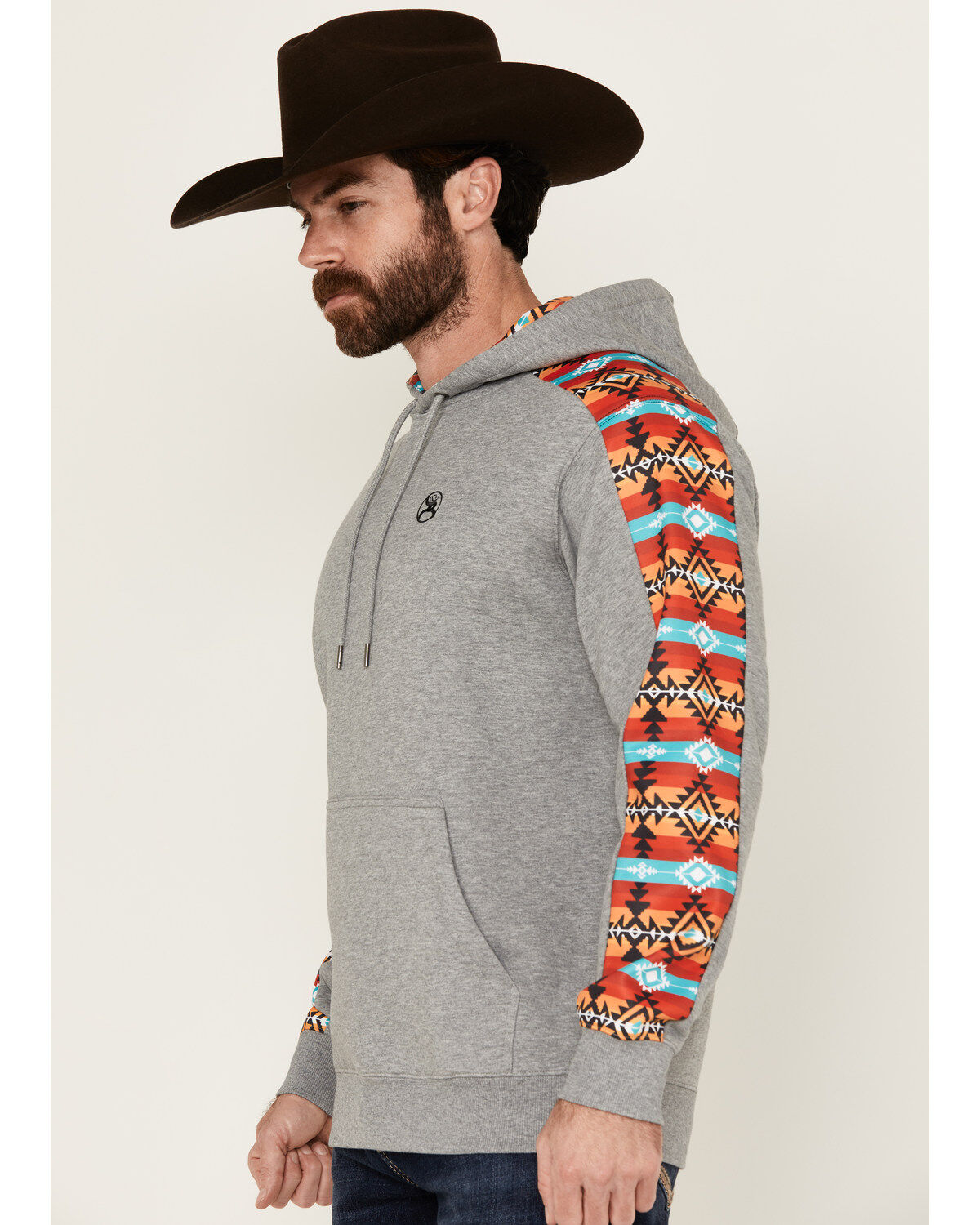 Hooey Men's Canyon Southwestern Sleeve Block Hooded Sweatshirt