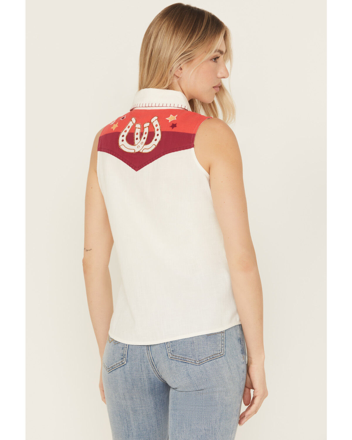 Idyllwind Women's Plainweave Contrast Yoke Sleeveless Snap Western Shirt