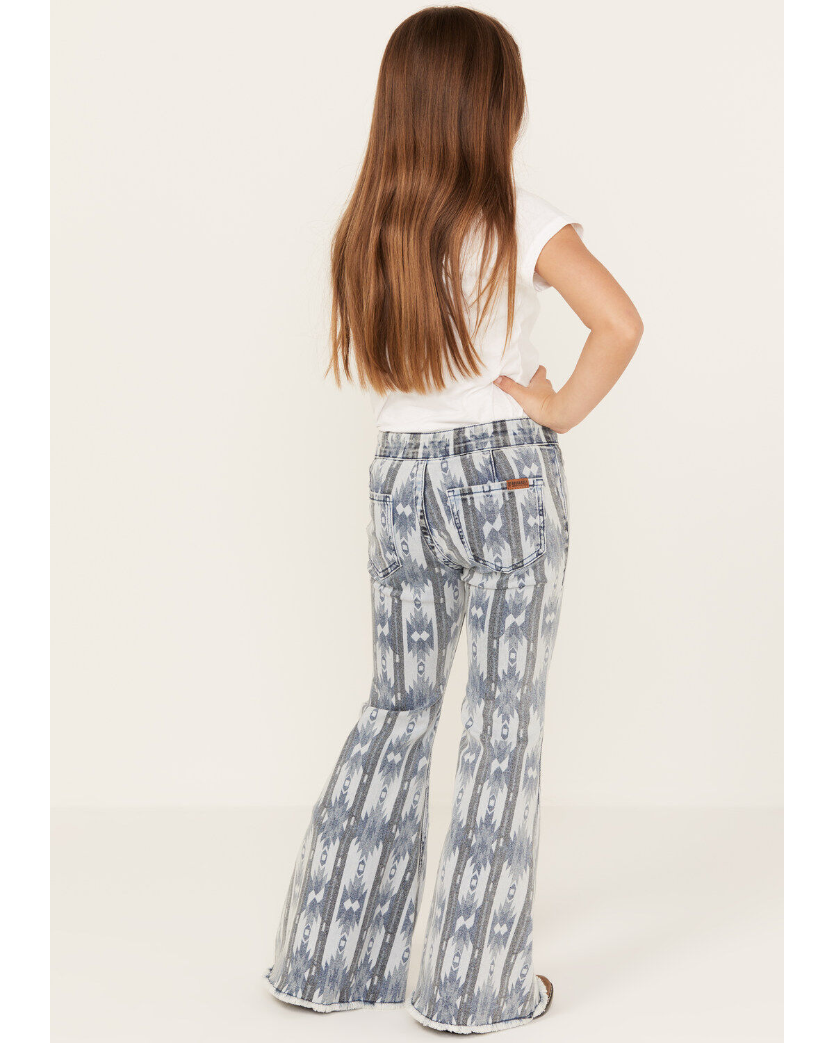 Rock & Roll Denim Girls' Southwestern Stripe Print Flare Jeans