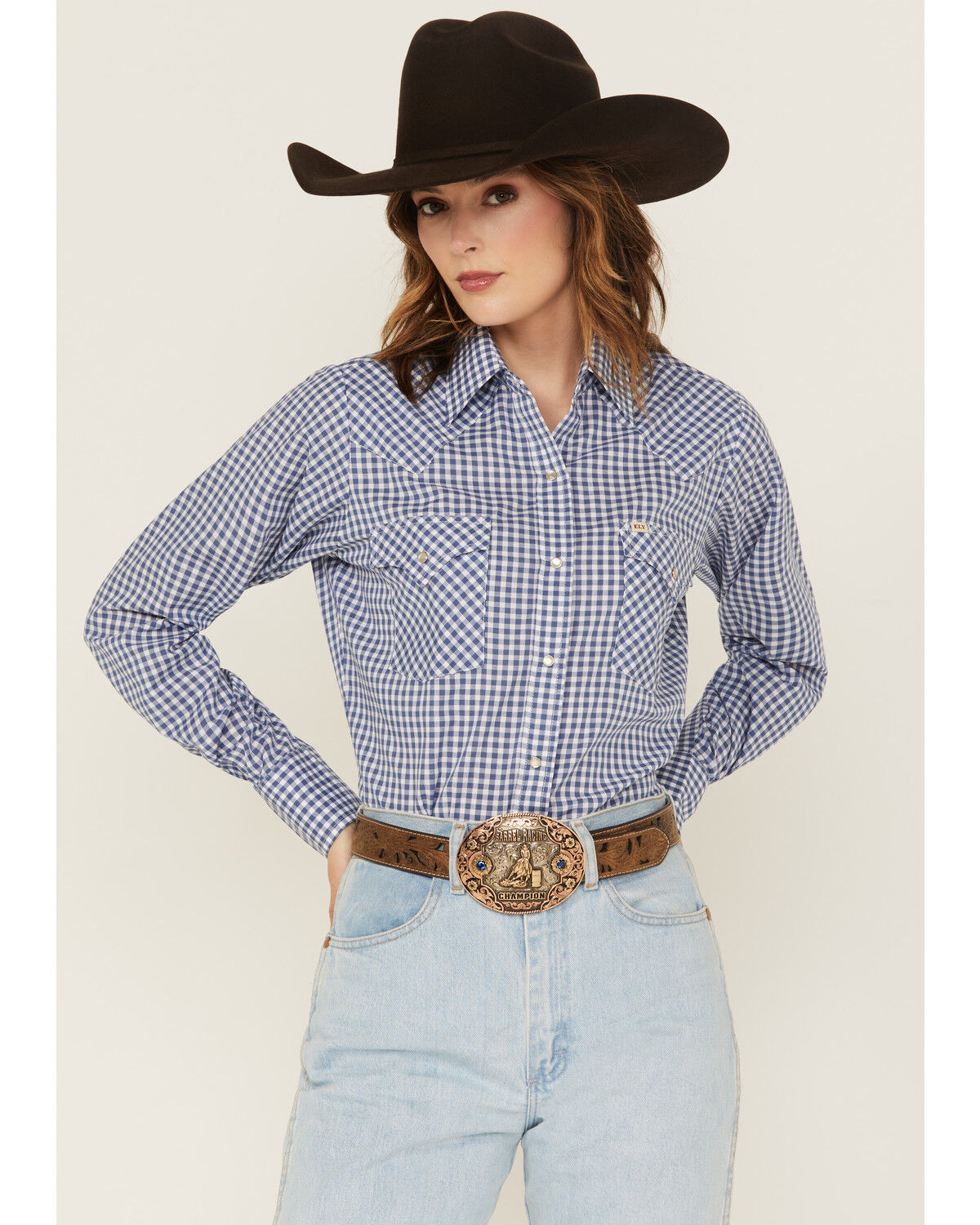 Cowboygirl by Jenna Paulette Women's Gingham Print Long Sleeve Pearl Snap Western Shirt