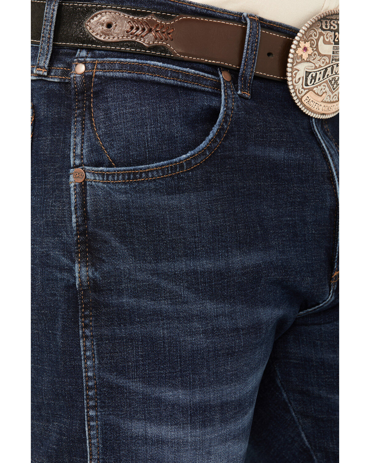 Wrangler Retro Men's Homburg Dark Wash Slim Straight Stretch Premium Green Jeans