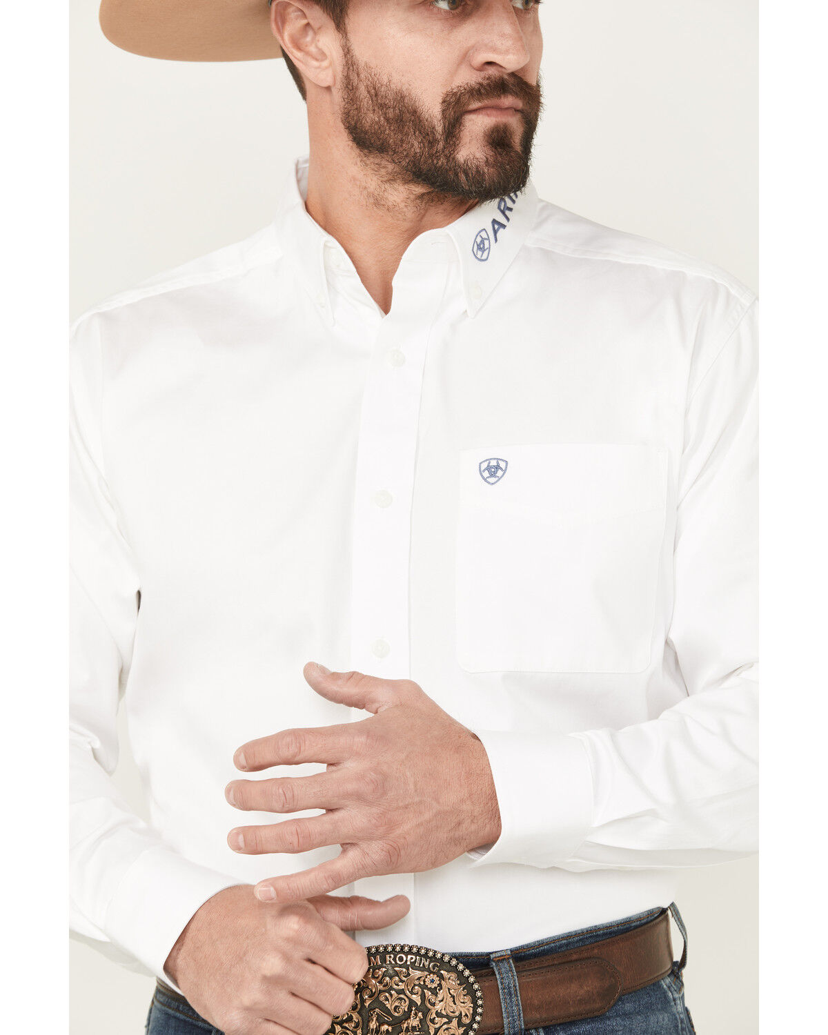 Ariat Men's Team Logo Solid Long Sleeve Button-Down Western Shirt
