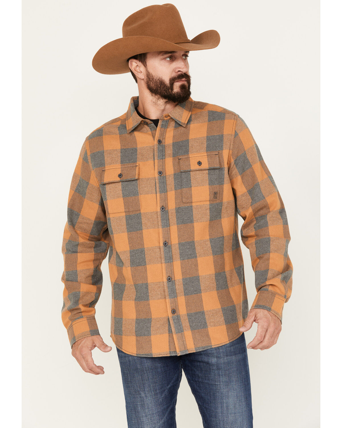 Brothers and Sons Men's Buffalo Checkered Print Long Sleeve Button Down Western Flannel Shirt