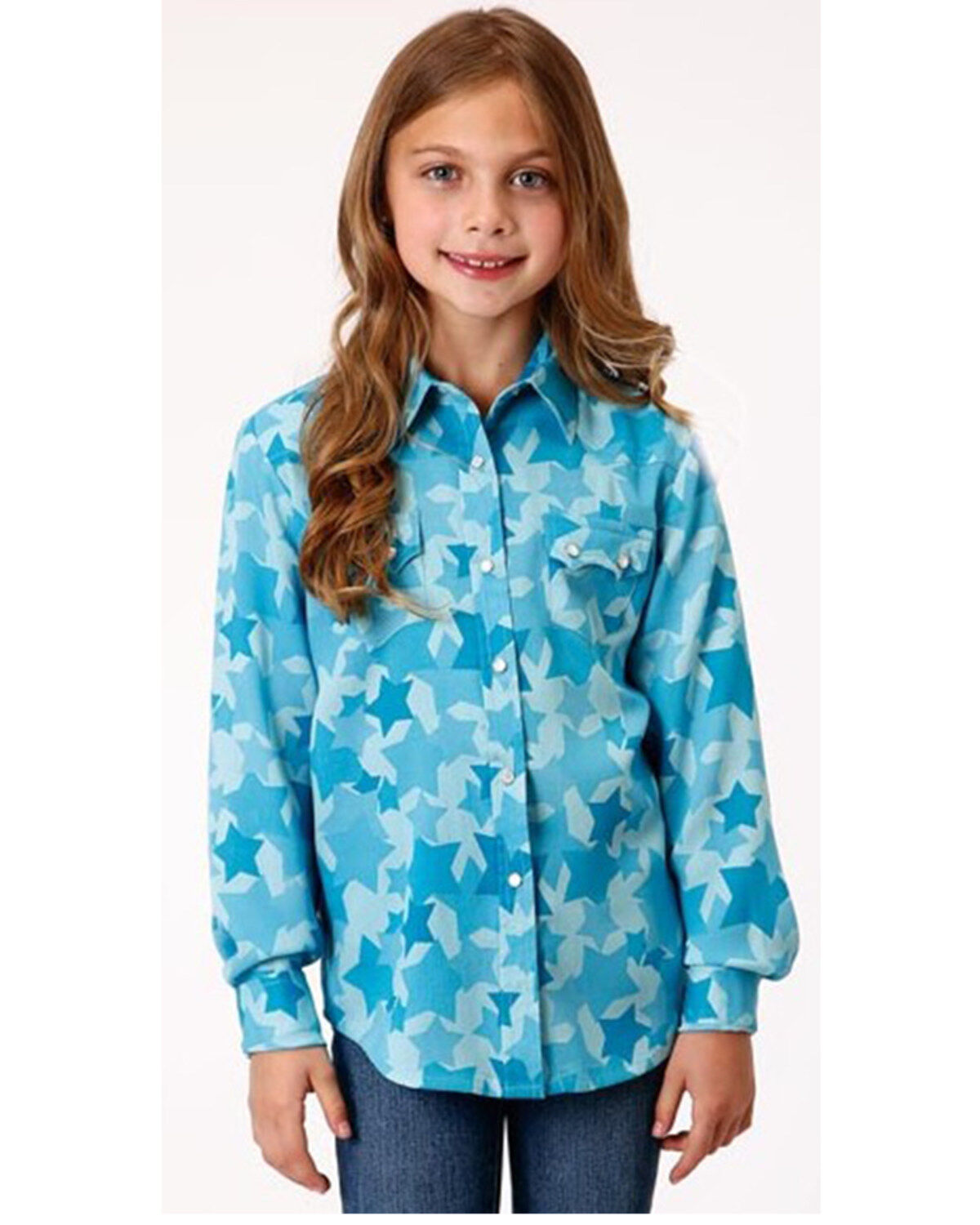 Roper Girls' Rodeo Star Printed Western Snap Shirt