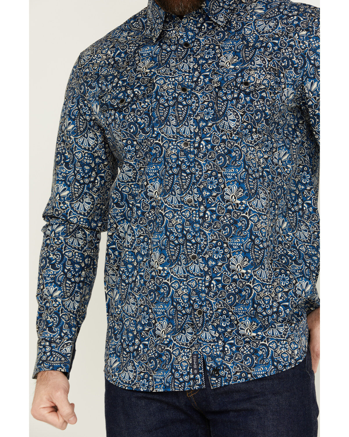 Moonshine Spirit Men's Verano Floral Paisley Print Long Sleeve Snap Western Shirt