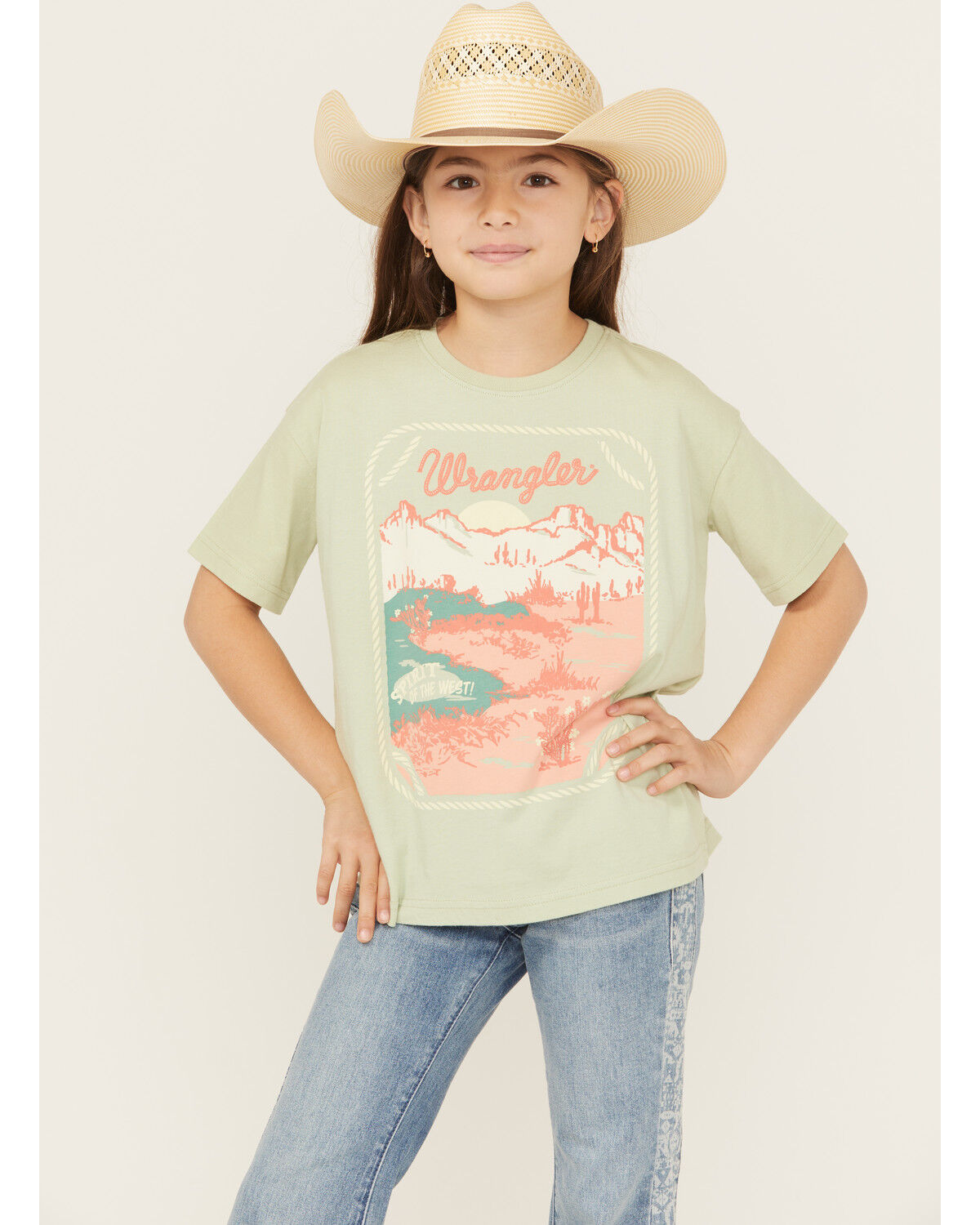 Wrangler Girls' Logo Desert Short Sleeve Graphic Tee