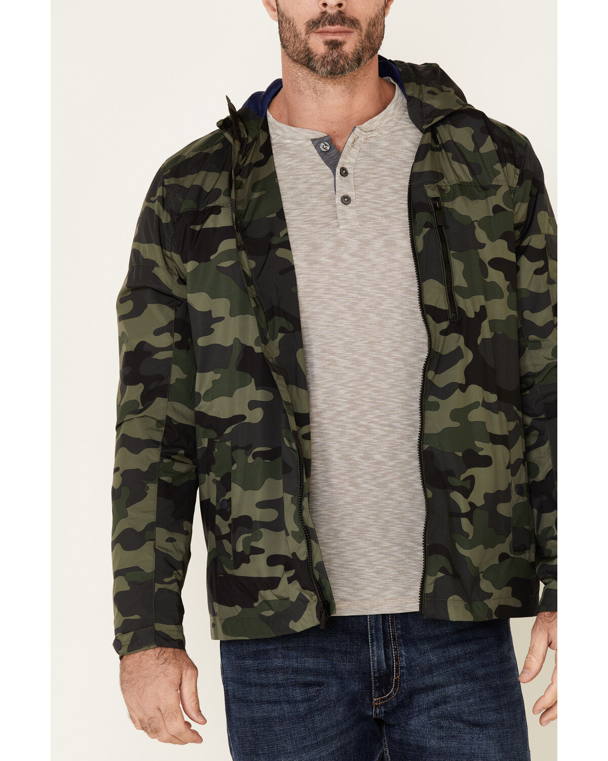 Flag & Anthem Men's Byron Camo Print Hooded Windbreaker Jacket