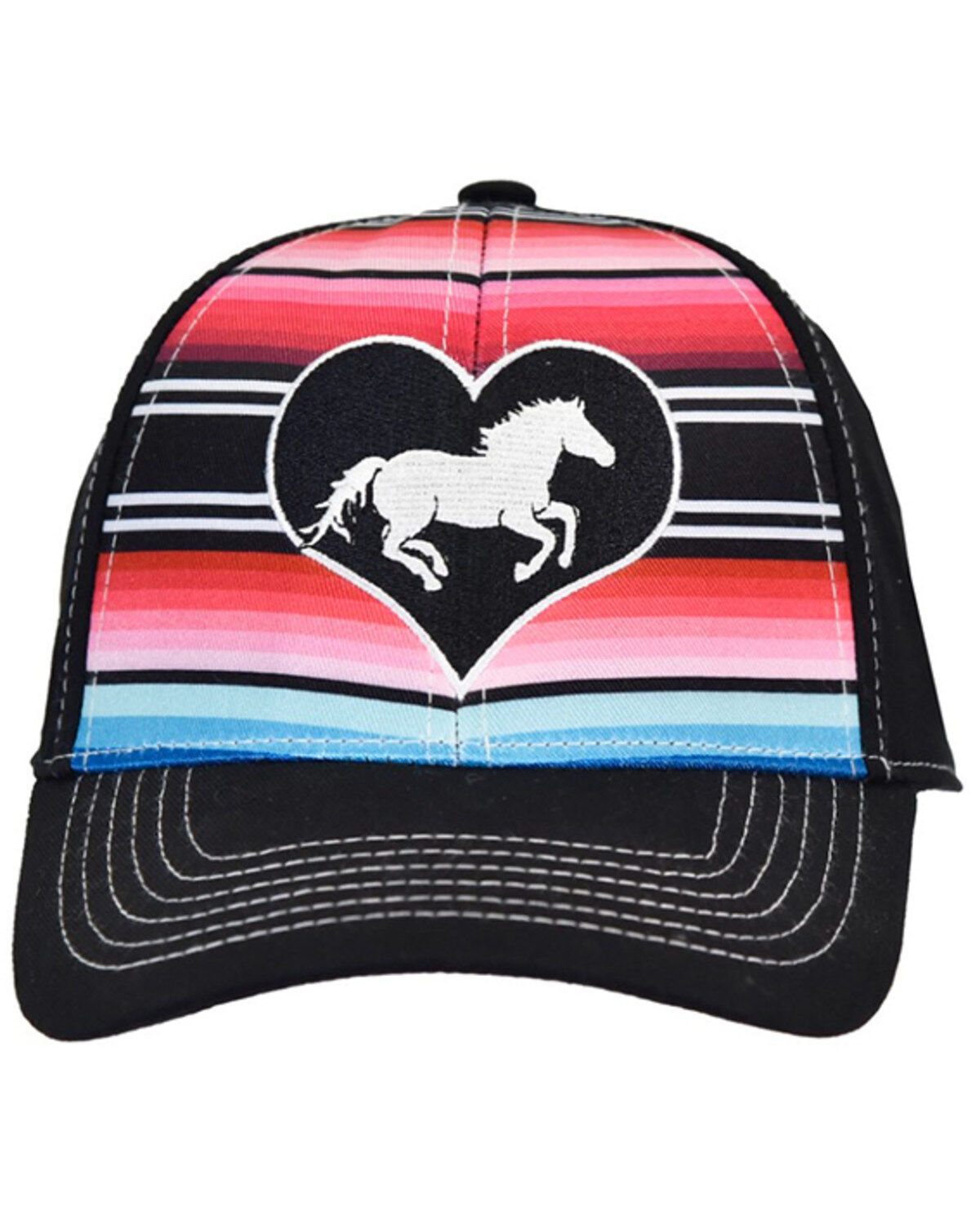 Cowgirl Hardware Girls' Serape Striped Heart Horse Ball Cap