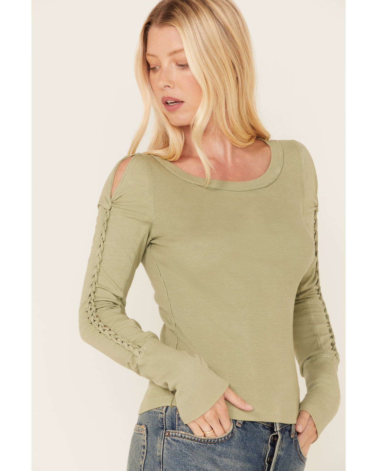 Free People Women's Daisy Chain Cuff Knit Long Sleeve Top