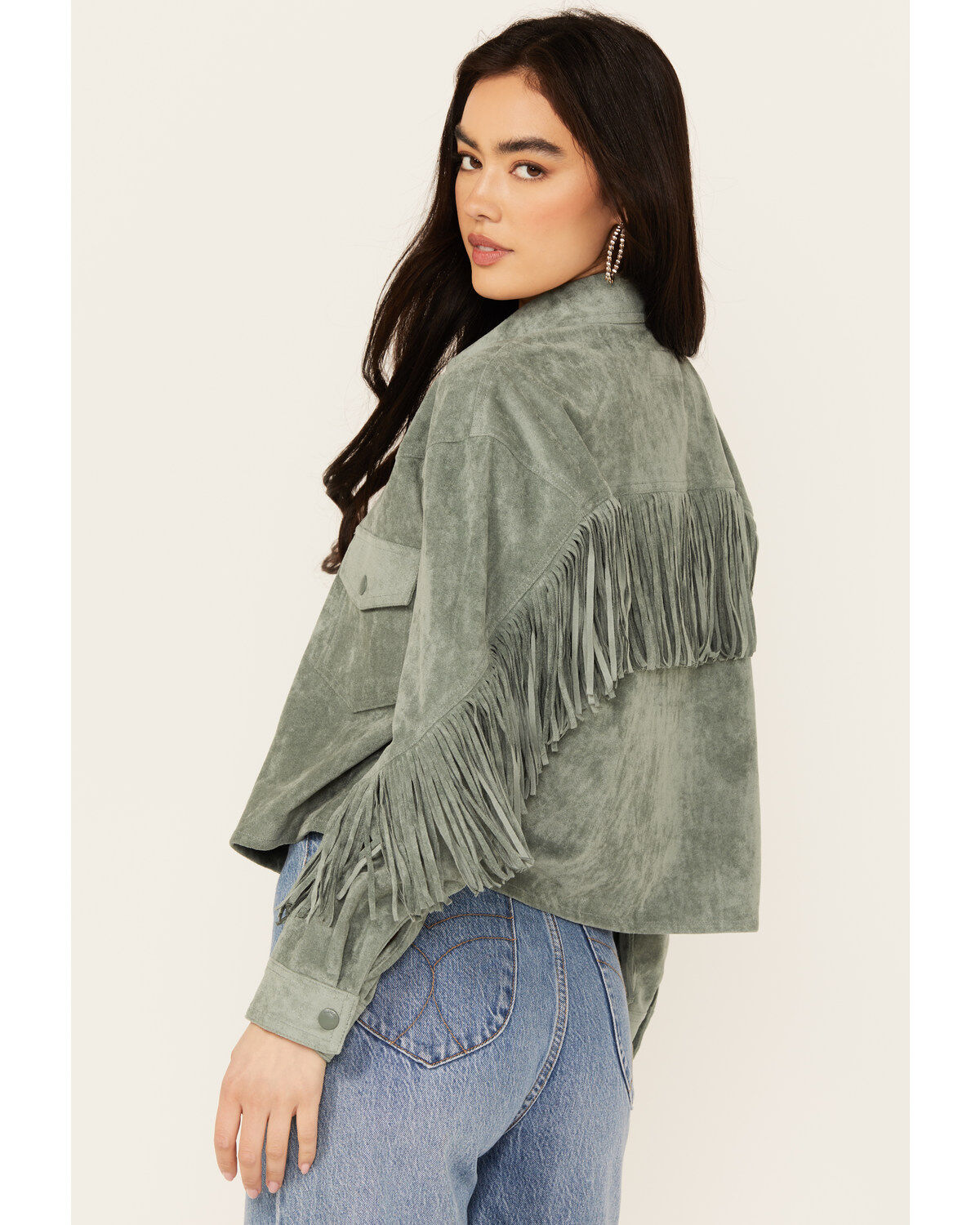 BLANKNYC Women's Faux Suede Fringe Jacket