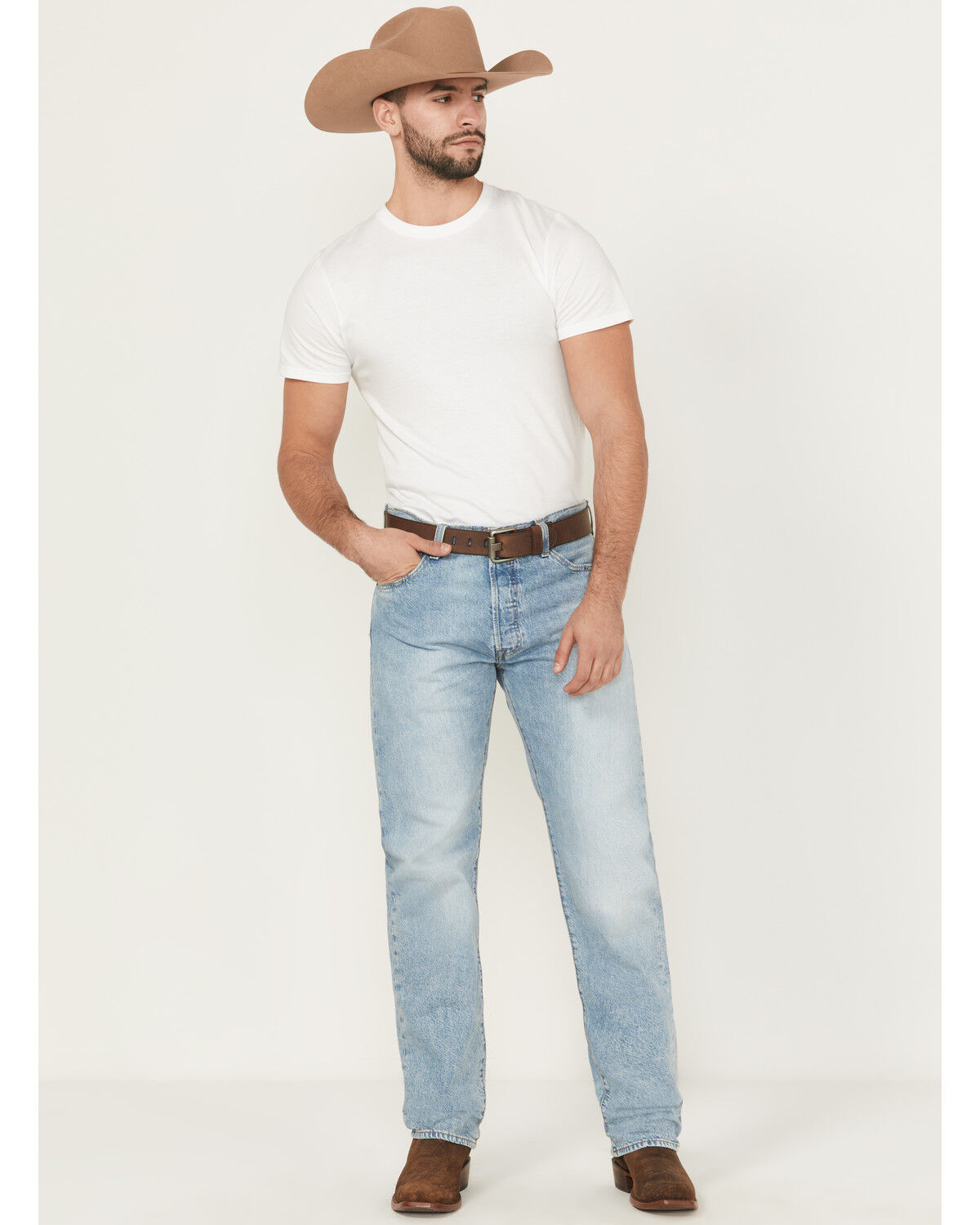 Levi's Men's 501® Original Stay Zen Light Wash Straight Rigid Denim Jeans