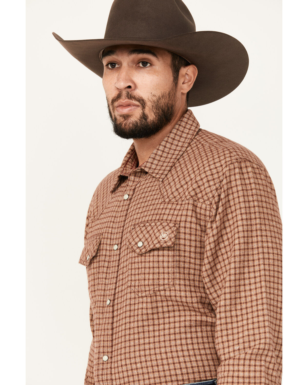 Blue Ranchwear Men's Decatur Checkered Print Long Sleeve Snap Work Shirt