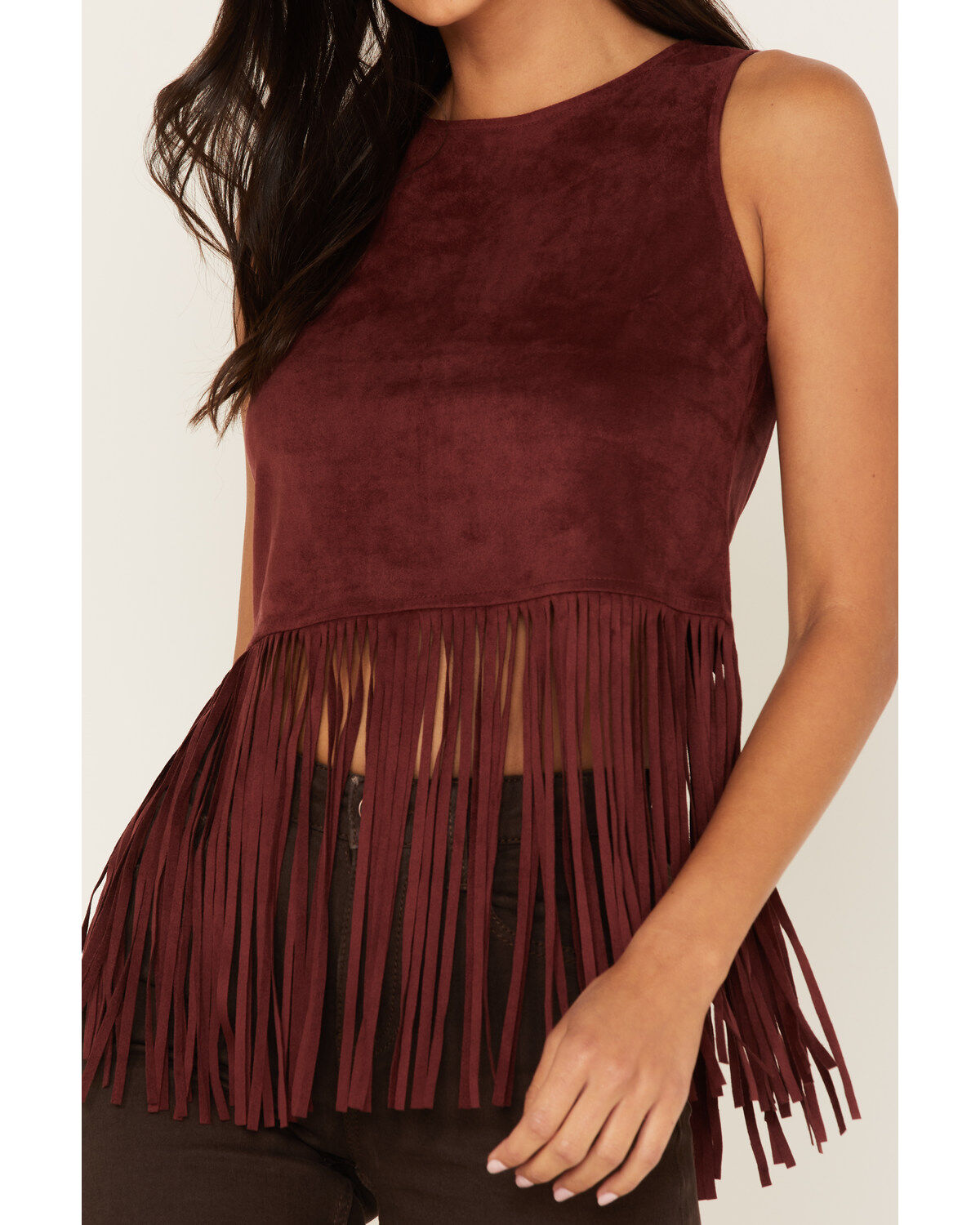 Shyanne Women's Faux Suede Fringe Tank Top
