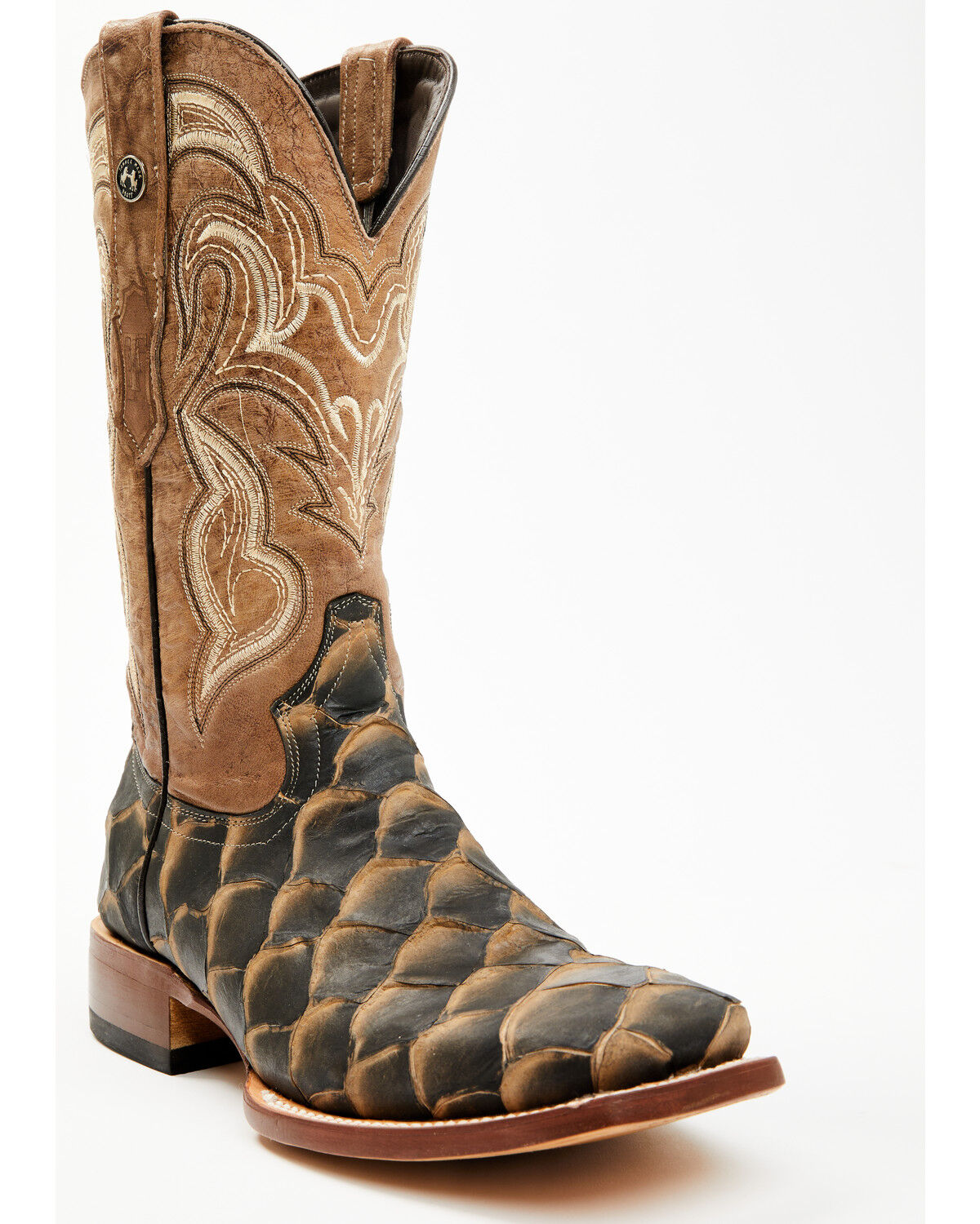 Tanner Mark Men's Monster Fish Print Western Boots - Broad Square Toe