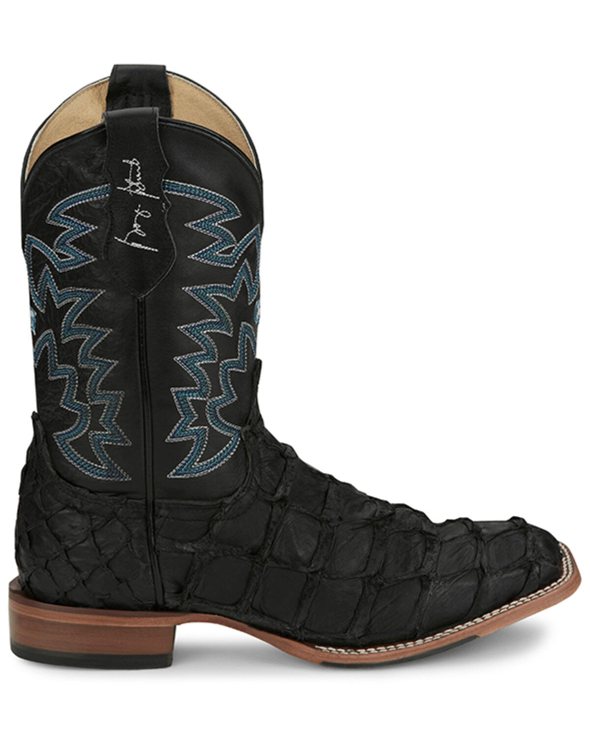 Justin Men's Ocean Front Exotic Pirarucu Western Boots - Broad Square Toe