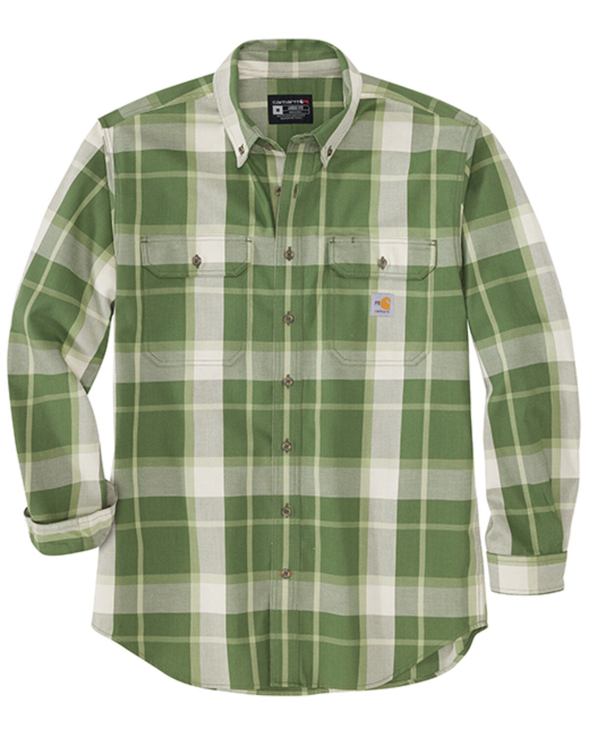 Carhartt Men's FR Forced Rugged FleX™ Loose Fit Twill Plaid Print Long Sleeve Button-Down Work Shirt