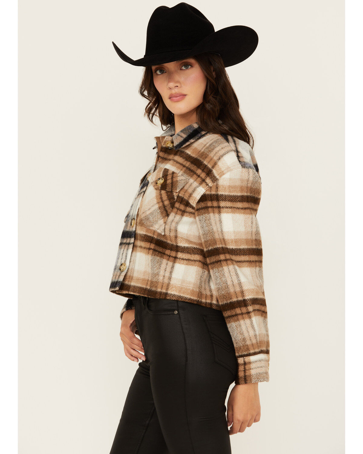 Cleo + Wolf Women's Clara Color Block Plaid Print Button-Down Shacket