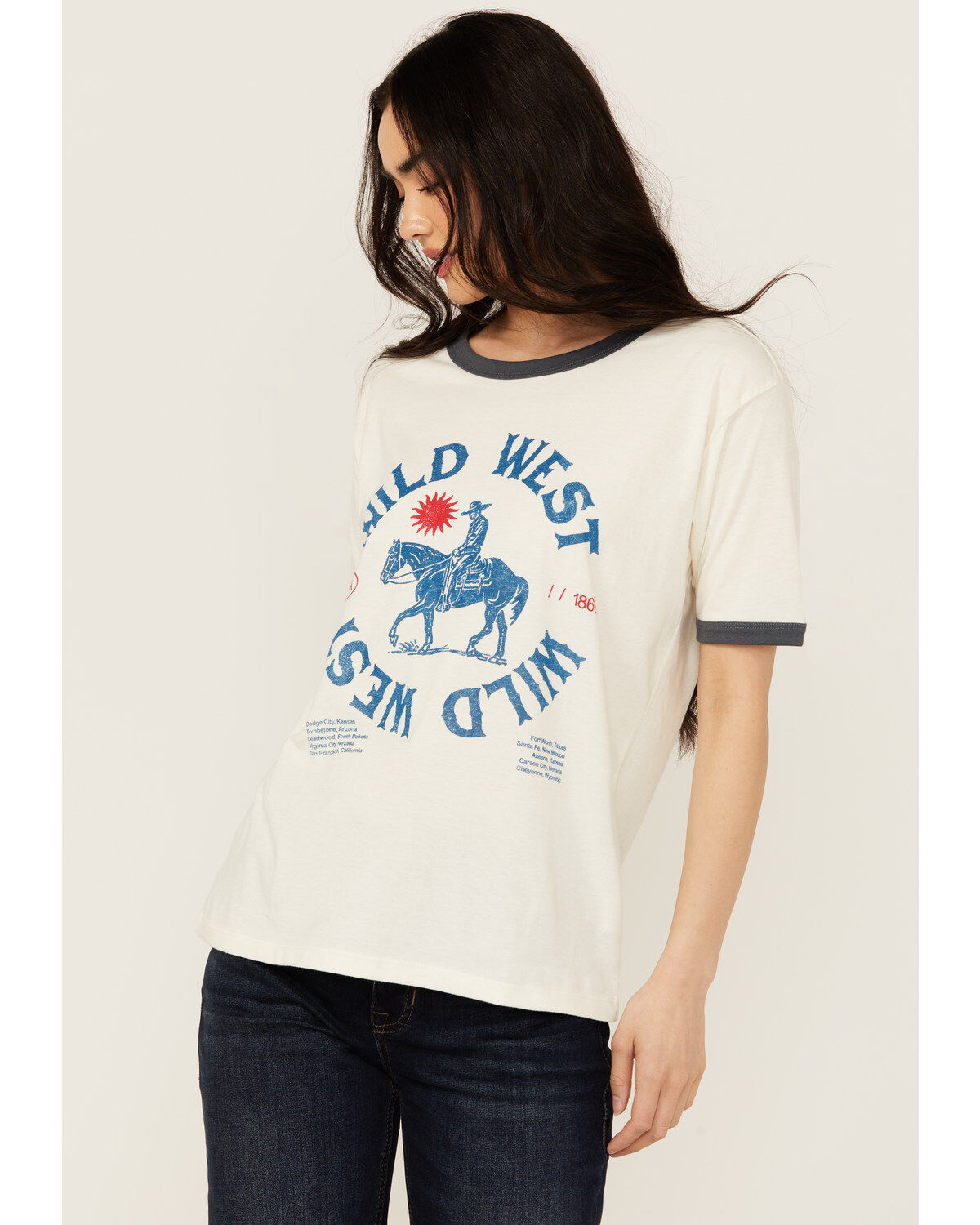 Girl Dangerous Women's Wild West Short Sleeve Ringer Tee