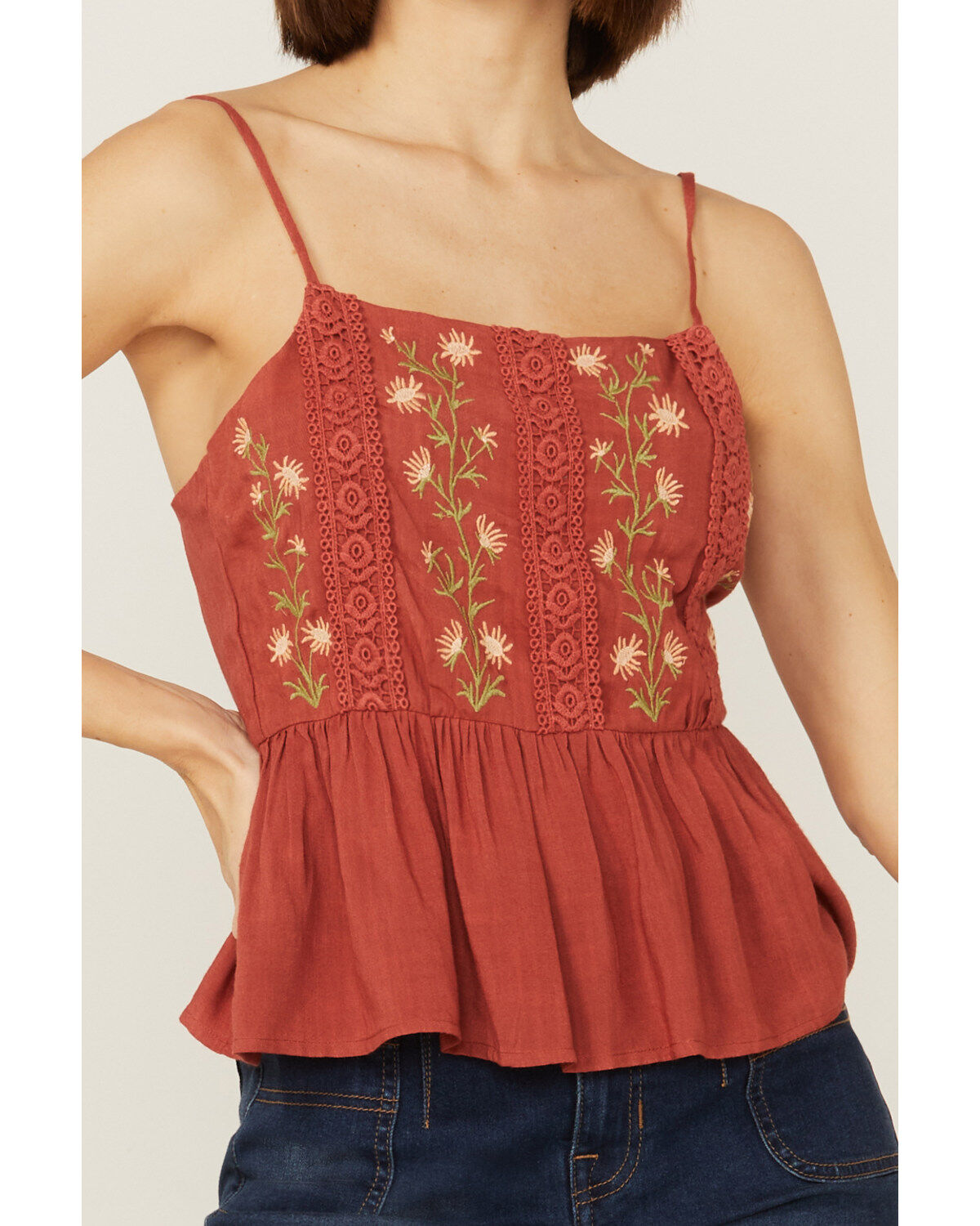 Patrons of Peace Women's Margo Embroidered Spaghetti Strap Tank