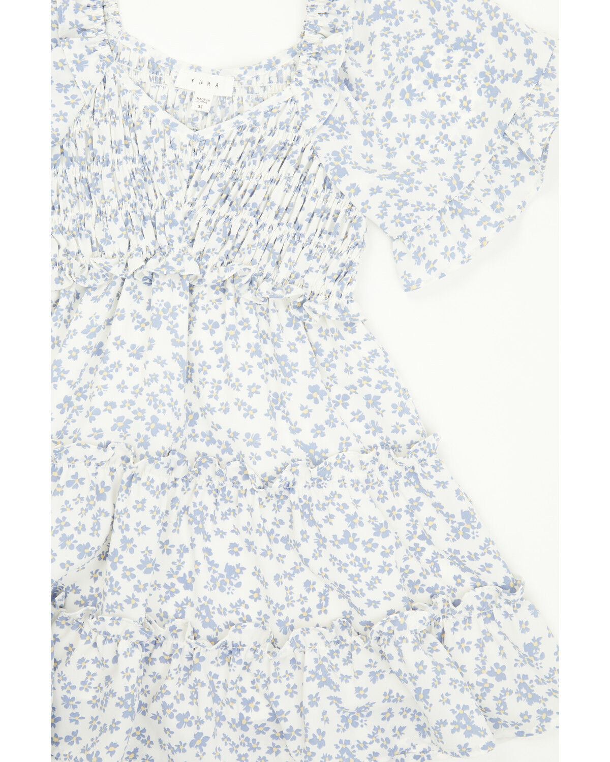 Yura Toddler Girls' Floral Print Puff Sleeve Dress