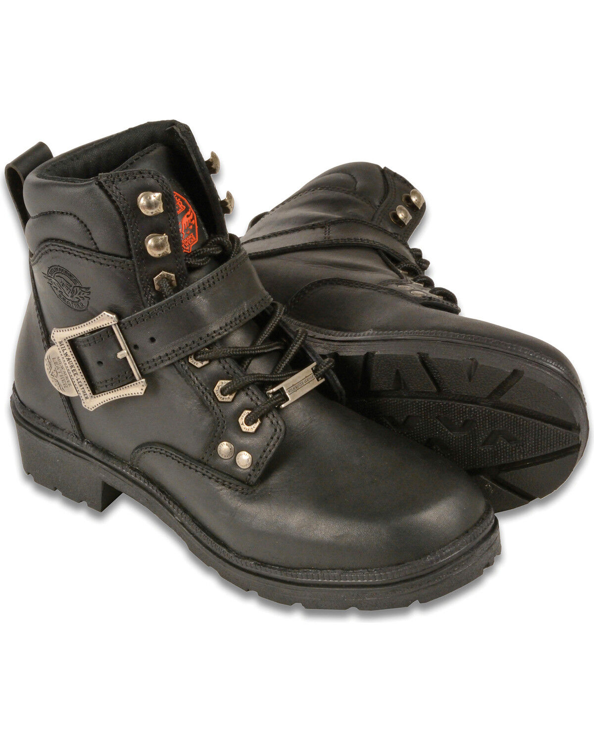 Milwaukee Leather Women's Side Buckle Plain Toe Boots - Round Toe