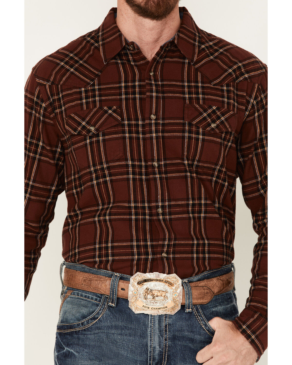 Cody James Men's Rusty Spur Plaid Print Long Sleeve Snap Western Flannel Shirt - Big & Tall
