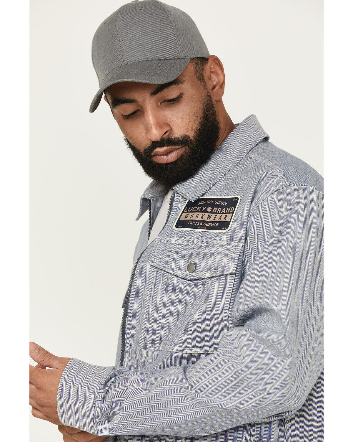 Lucky Brand Workwear Men's Herringbone Gas Station Jacket