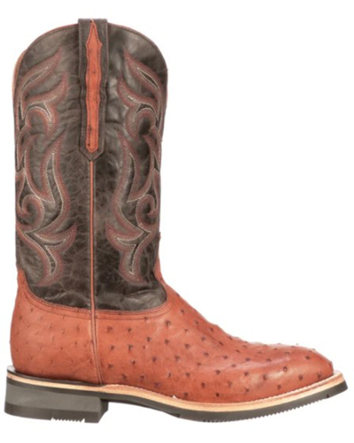Lucchese Men's Rowdy Ostrich Skin Western Boots - Broad Square Toe